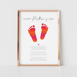 Happy Mother&#39;s Day Footprint Art Craft, Poem to Mom for Mother&#39;s Day Gift, First Mother&#39;s Day Gift from Baby, Nursery Memory Keepsake