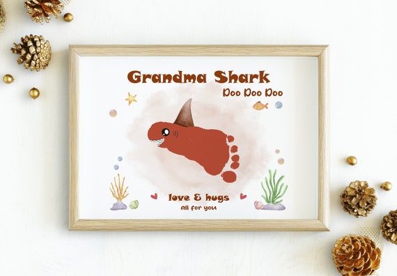 Grandma Shark Handprint Footprint Art Craft Kids DIY Gift for 