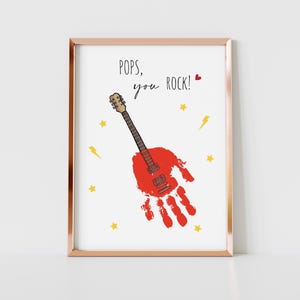 Handprint Art Craft Kids, Pops You Rock, Father's Day Birthday, Kids Baby Toddler DIY Card, Memory Keepsake, Christmas Gift Grandparents