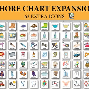 Kids Daily Responsibilities Chart 63 Extra Icons Only, Printable Daily Routine Checklist, Household Chore Chart, Daily Homeschool Planner image 1