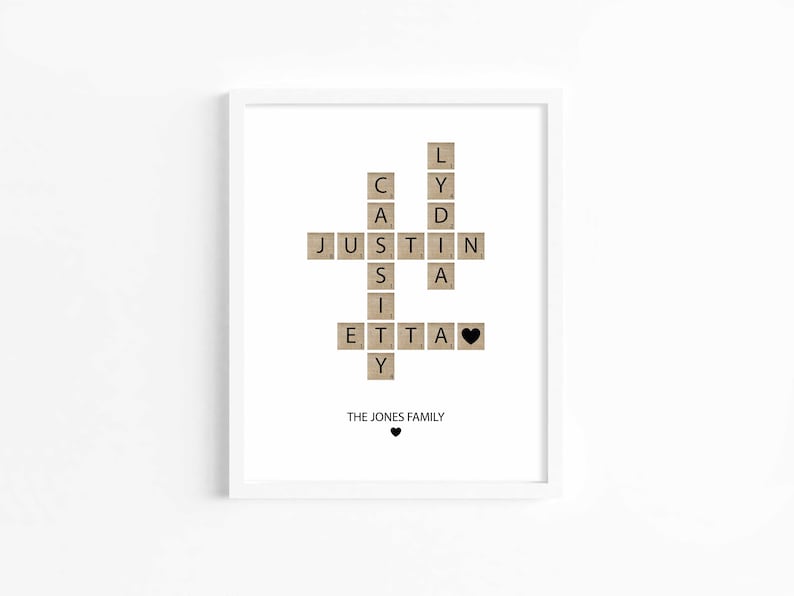 Personalized Family Name Sign, Crossword Scrabble Print, Custom Family Letter Tile Print, Name Puzzle, Last Name Sign, Best Friend Gifts image 10