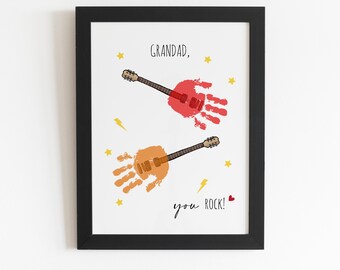 Créations artistiques avec empreinte de main grand-père, anniversaire, fête des pères, carte à monter soi-même pour bébé et tout-petit, souvenir, cadeau de Noël pour grands-parents