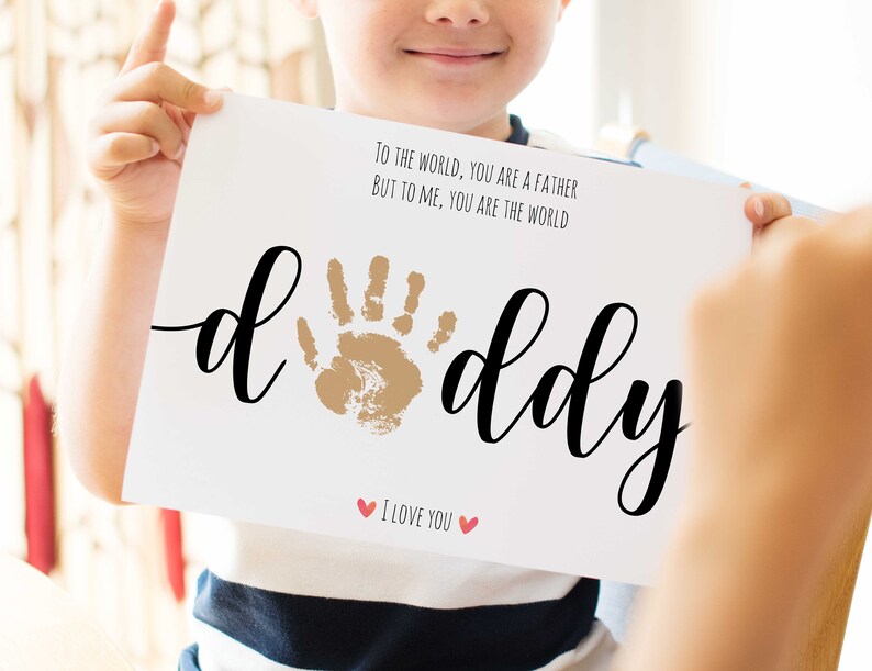 DADDY Handprint Footprint Art Craft, Father's Day Gift for Dad, DIY Baby Kids Card, Décor Nursery Memory Keepsake, Toddler Preschool Craft image 6
