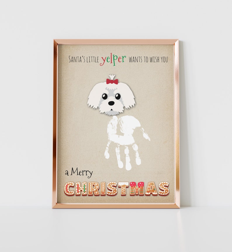 Christmas Handprint Art Craft, Shih Tzu Dog Baby Kids Footprint, Gift ...