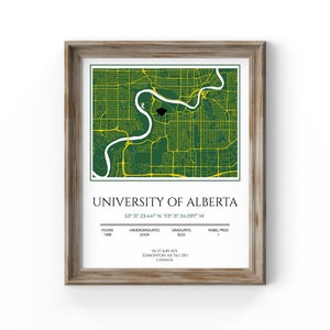 Impression de carte de l’Université de l’Alberta, cadeau de fin d’études universitaires, cadeau de première année de l’Université, affiche de cadeau de nouvel étudiant, cadeau du meilleur ami du collège