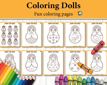 Wedding Kids Activity Coloring Pages, Dolls Printable Coloring Book, Kids Activity Book, Greyscale Coloring Sheets for Toddlers, Preschool