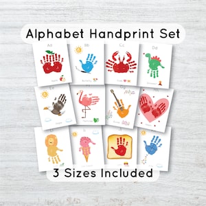 Alphabet Handprint Art Craft for Kids, Handprint Art Printable, ABC Handprint Printable, Handprint Book Preschool, Alphabet Coloring Page