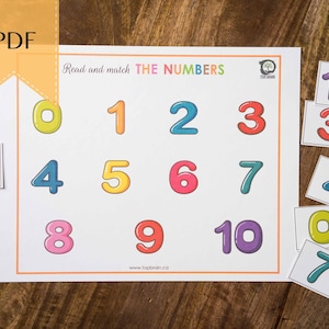Numeri corrispondenti stampabili 0-10, Foglio di lavoro conteggio, Attività per bambini, Raccoglitore occupato, Giochi educativi, Curriculum prescolare, Libro occupato