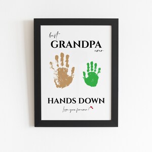 Best GRANDPA Ever Hands Down Handprint Art Craft, Christmas Gift for ...