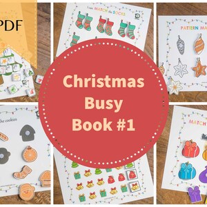 Paquete de libros ocupados de Navidad 1 PDF imprimible con 6 actividades, carpeta ocupada preescolar, actividades para niños pequeños, plan de estudios preescolar
