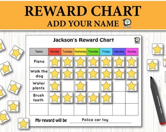 Kid's Reward Chart, Child Responsibility Chart, Job Chart, Tasks Chart for Children, Personalized DIY