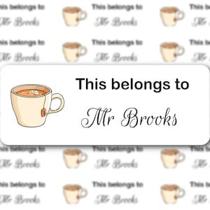 Personalized Teacher Name Stickers, This Belongs To Labels, Teacher Labels, Tea Cup Labels, School Supplies Labels, Gift for Teachers