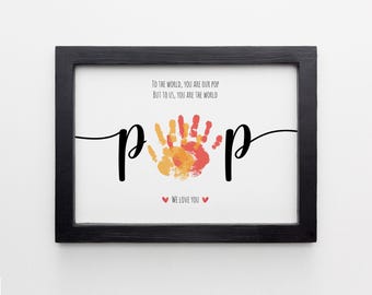 Créations artistiques d'empreintes de pas de mains Nous vous aimons, cadeau de fête des pères pour papa, carte bricolage pour bébés et frères et sœurs, créations artistiques pour tout-petits préscolaires, souvenir