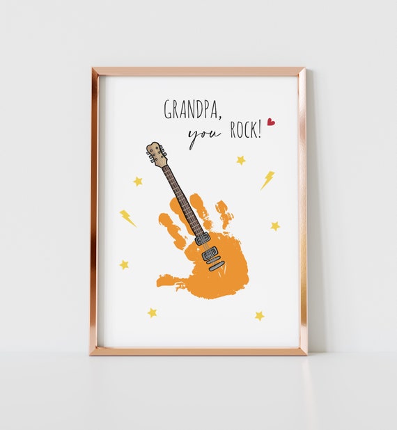 Handprint Art Craft Kids, Grandpa You Rock, Father's Day Birthday
