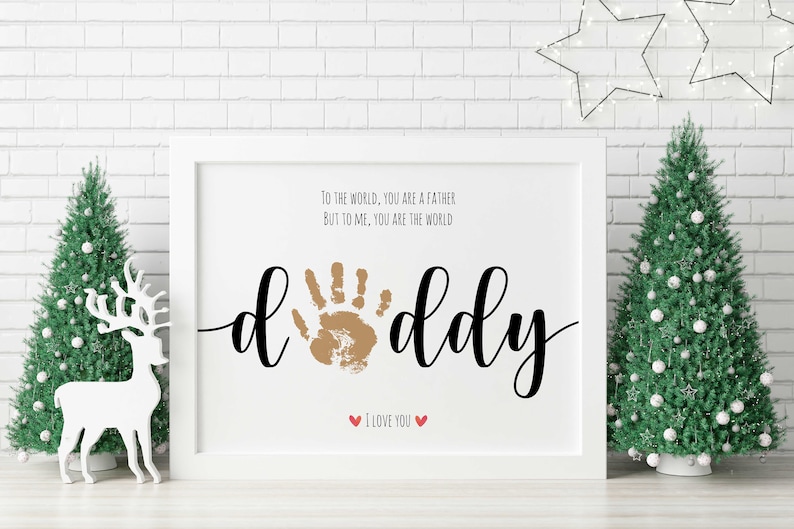 DADDY Handprint Footprint Art Craft, Father's Day Gift for Dad, DIY Baby Kids Card, Décor Nursery Memory Keepsake, Toddler Preschool Craft image 3
