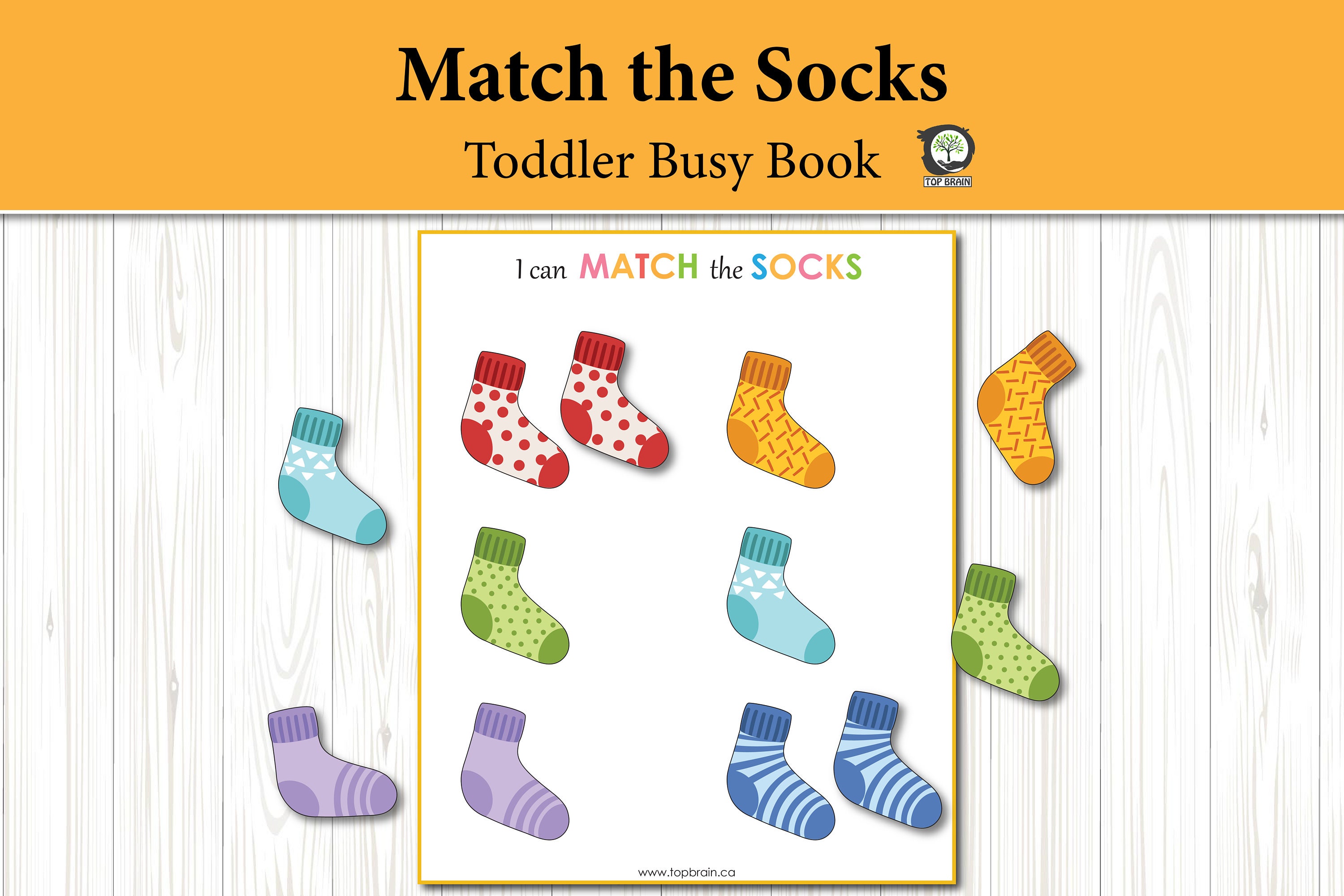 Kids Activity Socks Matching Busy Book Printable, Toddler