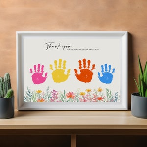 Thank You for Helping Me Grow Flower Handprint Art Gift Mothers Day Gift Gigi DIY Hand Print Mothers Day Grandma Personalized Printable