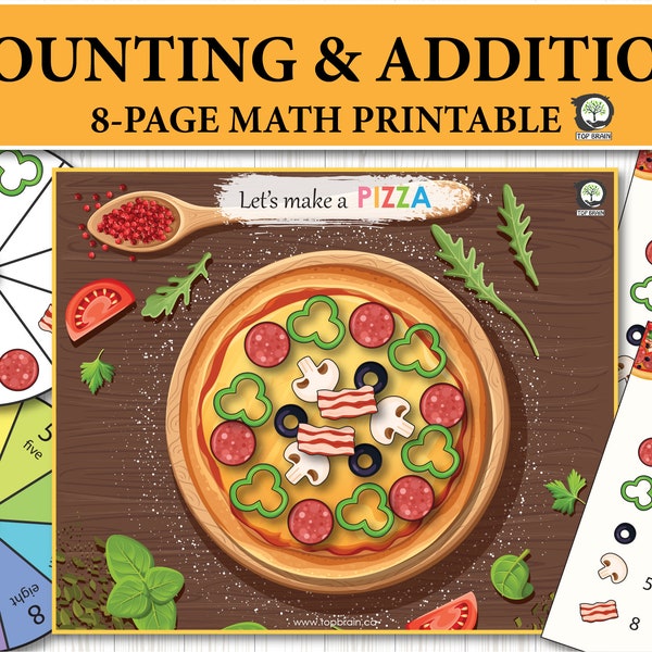 Pizza Counting Kleinkind beschäftigt Buch, Montessori beschäftigt Buch, Vorschulzählen, Montessori Quiet Book Seite, Kleinkind Aktivitäten beschäftigt Buch Binder