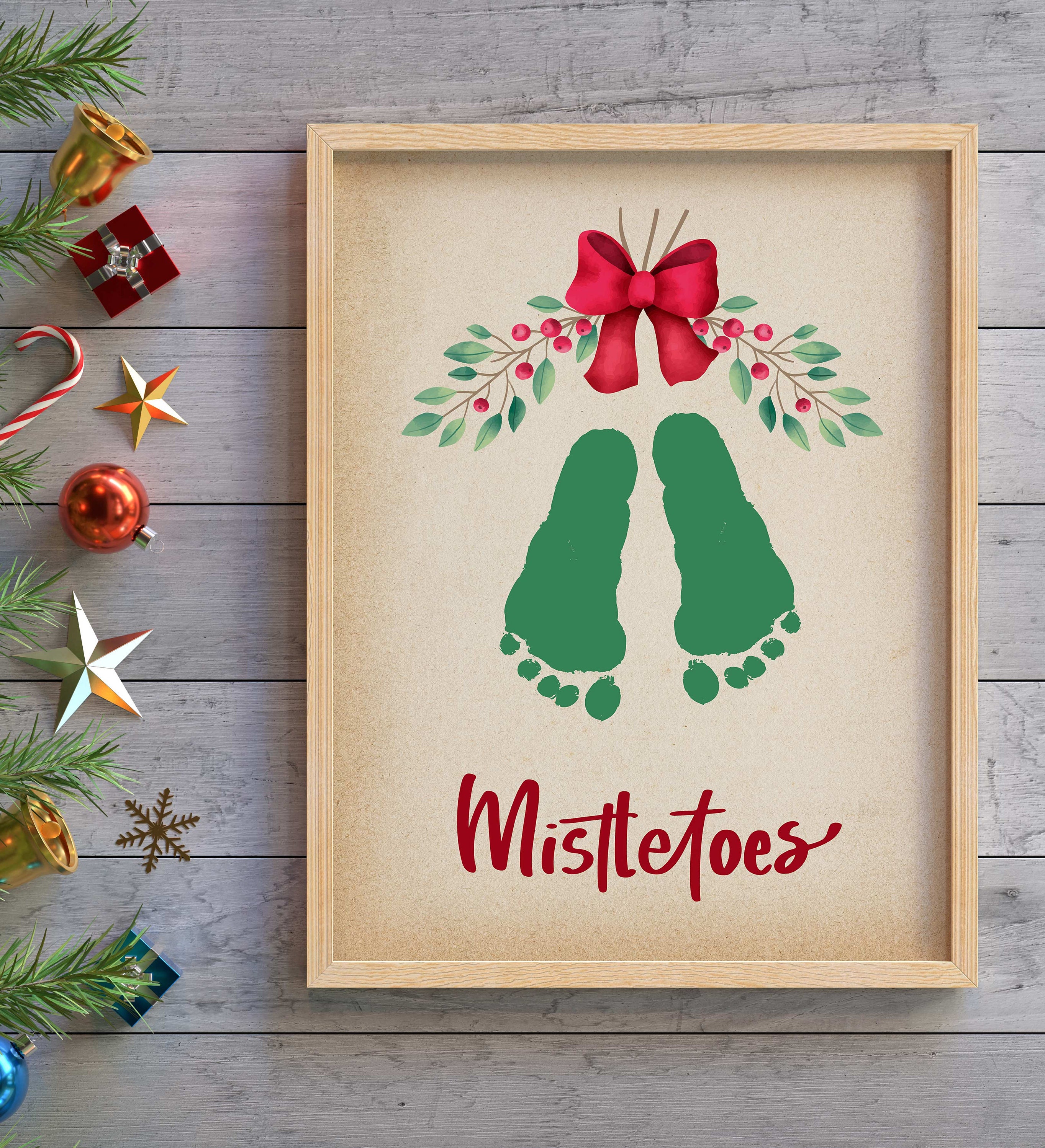 Mistletoes Footprint Art Printable Christmas Toddler Etsy