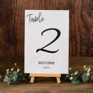 Cartes de numéro de table de mariage, signes de numéro de table, cartes imprimées ou fichier imprimable, numéro de table minimal, décor de table de siège de mariage