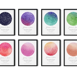 Impression carte des étoiles personnalisée, cadeau d'anniversaire de notre rencontre, impression ciel nocturne, affiche carte des étoiles, cadeau de mariage, impression constellation, cadeau personnalisé