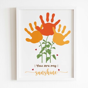 You Are My Sunshine Siblings Family Handprint Craft Art, Sun Flower Hands for Brothers Sisters, Baby Toddler Child DIY, Mom Birthday Gift