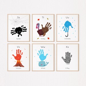 Alphabet Handprint Art Craft for Kids, Handprint Art Printable, ABC