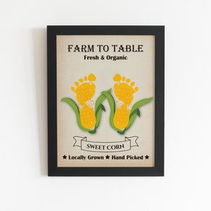 Handprint Art Craft for Kids, Sweet Corn Footprint Art Craft, Toddler Preschool Craft, Handprint for Dad, Handprint for Mom
