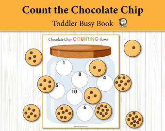 Cookie Chips Toddler Busy Book for Kids, Begin Learning, Quiet Book, Counting Busy Book, Montessori Materials, Homeschooling, Toddler Math
