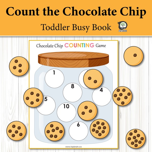 Cookie Chips Kleinkind Busy Buch für Kinder, Beginnen Sie mit dem Lernen, Quiet Book, Zählen Busy Book, Montessori Materialien, Homeschooling, Kleinkind Mathe