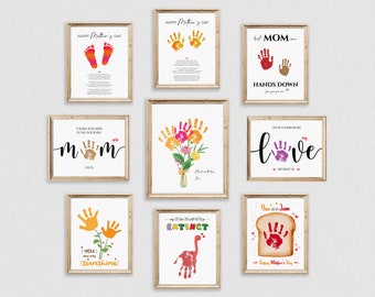Mother's Day Handprint Footprint Set of 9 Art Craft, Mother's Day Gift, Nursery Memory Keepsake, First Mother's Day, Preschool Toddler DIY