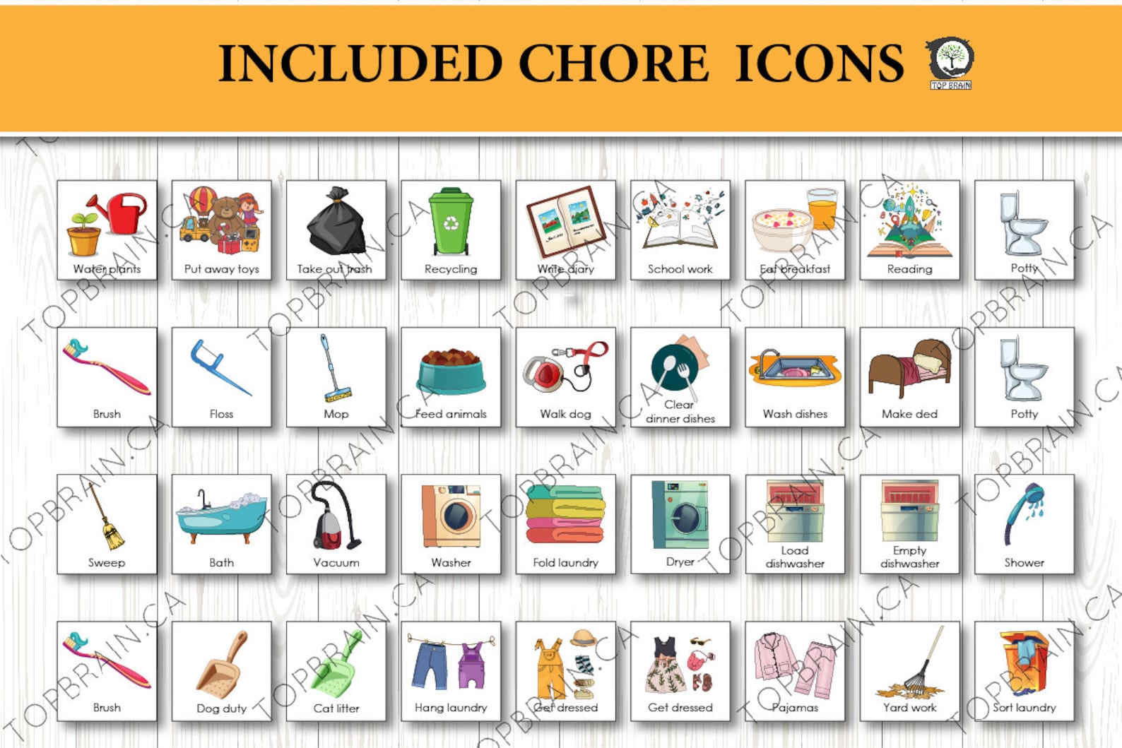 Chore Chart for Kids 99 Icons Printable Daily Routine Etsy India