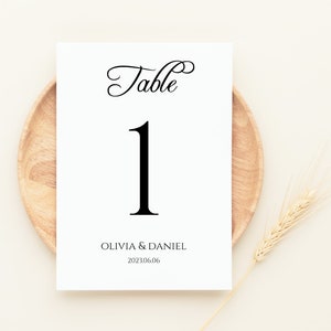 Numéros de table imprimables, Signes de numéro de table de mariage, Cartes imprimées ou fichier imprimable, Numéro de table minimal, Décor de table de table de mariage