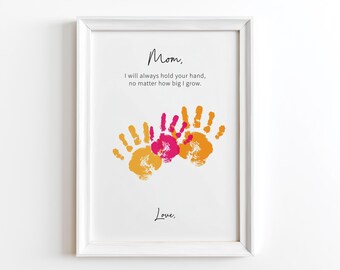 Artisanat d'empreintes de main pour la fête des Mères pour maman | Cadeau souvenir imprimable | Art d'empreinte de main de bébé en bas âge | Cadeau bricolage pour maman | Téléchargement instantané