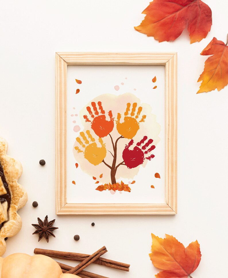 Pro Hanprint Autumn Tree Hanprint Fall Leaf Fingerprint Art Craft, Thanksgiving Gift ...
