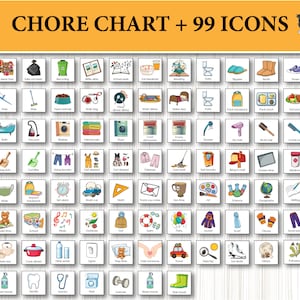 Kids tägliche Aufgaben 99 Icons, druckbare Kinder tägliche Routine Checkliste, Tagesplan Kinder, tägliche Homeschool Planer Combo Bundle