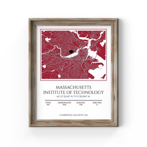 MIT Map Print, Top University Graduation Gift, Massachusetts Institute of Technology Freshman Gift, Map Poster, Best College Friend Gift