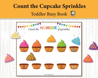 Match the Number of Cupcake Sprinkles Printable, Counting Game 1-10, Preschool Busy Binder, Toddler Activities, Preschool Curriculum