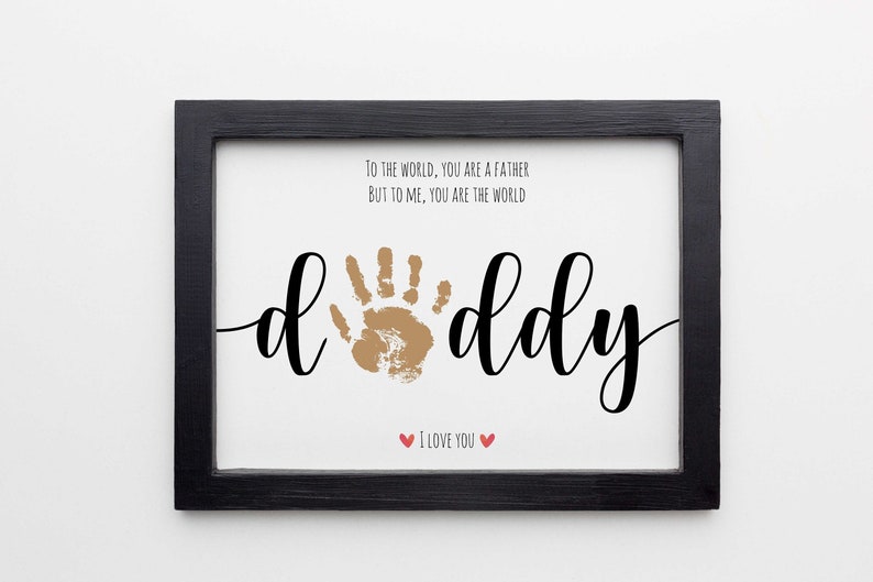 DADDY Handprint Footprint Art Craft, Father's Day Gift for Dad, DIY Baby Kids Card, Décor Nursery Memory Keepsake, Toddler Preschool Craft image 1