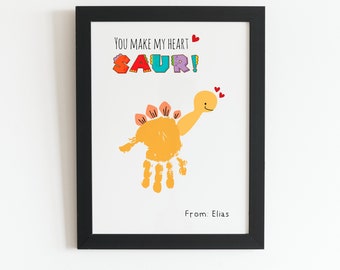 Artesanía con huella de dinosaurio, Regalo de cumpleaños para mamá y papá, Regalo de Navidad para mamá, Artesanía del día de San Valentín para la abuela y el abuelo