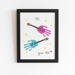 Handabdruck, Kunst Handwerk Kinder, Pops You Rock, Vatertag Geburtstag, Kinder Baby Kleinkind DIY Karte, Erinnerung Andenken, Weihnachtsgeschenk Großeltern
