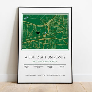 Impression personnalisée de cadeau de remise de diplôme universitaire, carte imprimable de l'université d'État de Wright, cadeaux de remise de diplôme pour elle, cadeau pour étudiant universitaire,