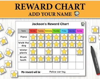 Kids Reward Chart, Child Responsibility Chart, Behavior Chart, Chore Chart, Job Chart, Tasks Chart for Children, Personalized DIY,