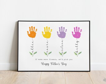 Cadeau personnalisé empreinte de main pour la fête des pères par des enfants. Cadeau DIY imprimable empreinte de main pour papa. Empreinte de la main de bébé pour la première fête des pères en téléchargement numérique