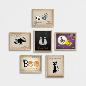 Halloween Handprint Art Set of 6, My First Halloween Handprint Art, Halloween Footprint Art, Infant Halloween Handprint, Digital download