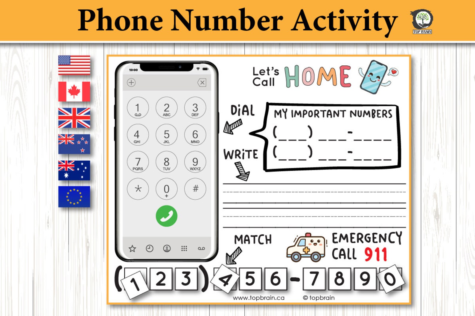 Phone Number Printable Kids Life Skills Activity Game About Etsy