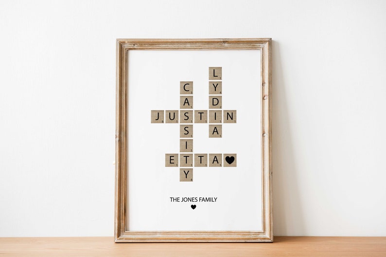 Personalized Family Name Sign, Crossword Scrabble Print, Custom Family Letter Tile Print, Name Puzzle, Last Name Sign, Best Friend Gifts image 8