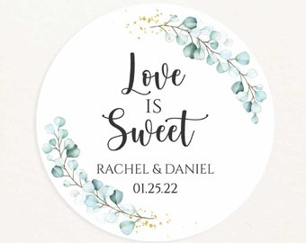 Pegatinas personalizadas para recuerdos de boda, etiquetas redondas personalizadas