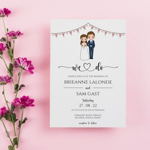 Invitation de mariage personnalisée, Invitation de mariage minimaliste imprimable, Modèle d’invitation de mariage animé, Faveur de mariage, Enregistrer les dates