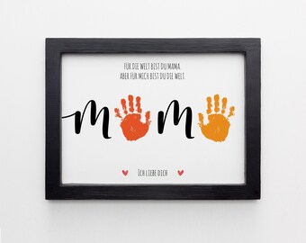 Muttertagsgeschenk Mama Handabdruck Vorlage, affiche maternelle DIY MAMA, téléchargement Sofortiger